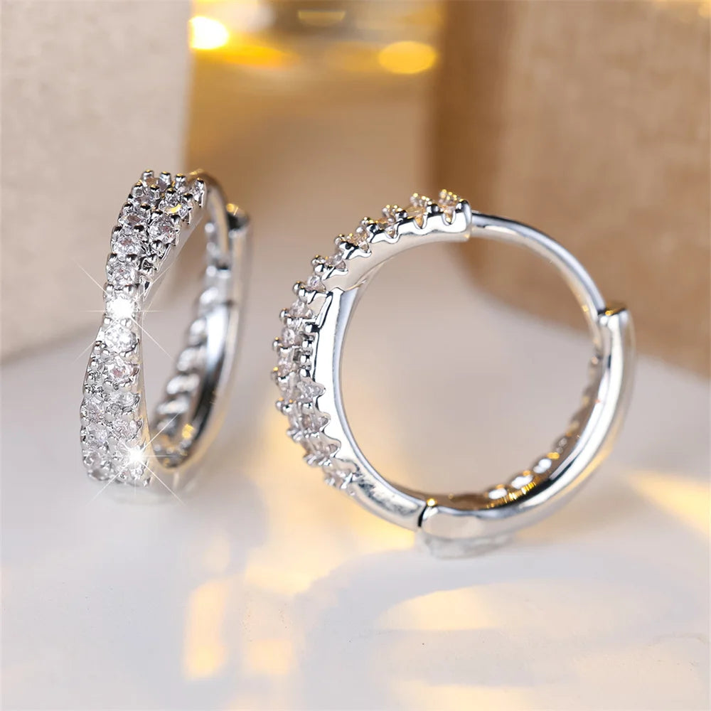Crossed Hoop Earrings – 5A CZ