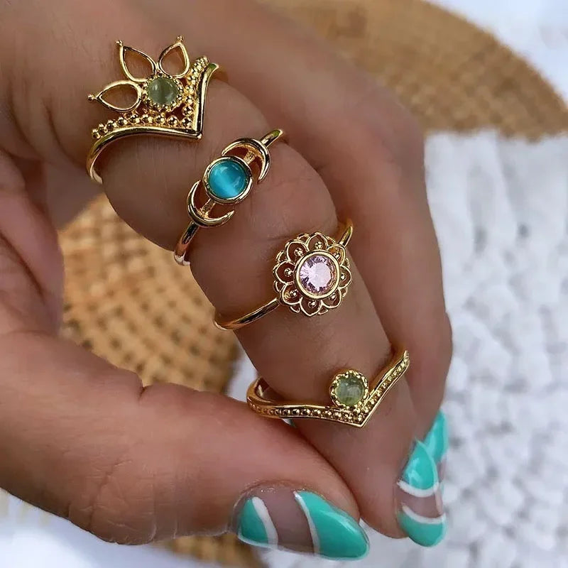 Lotus Opal Ring – 18k Gold Plated