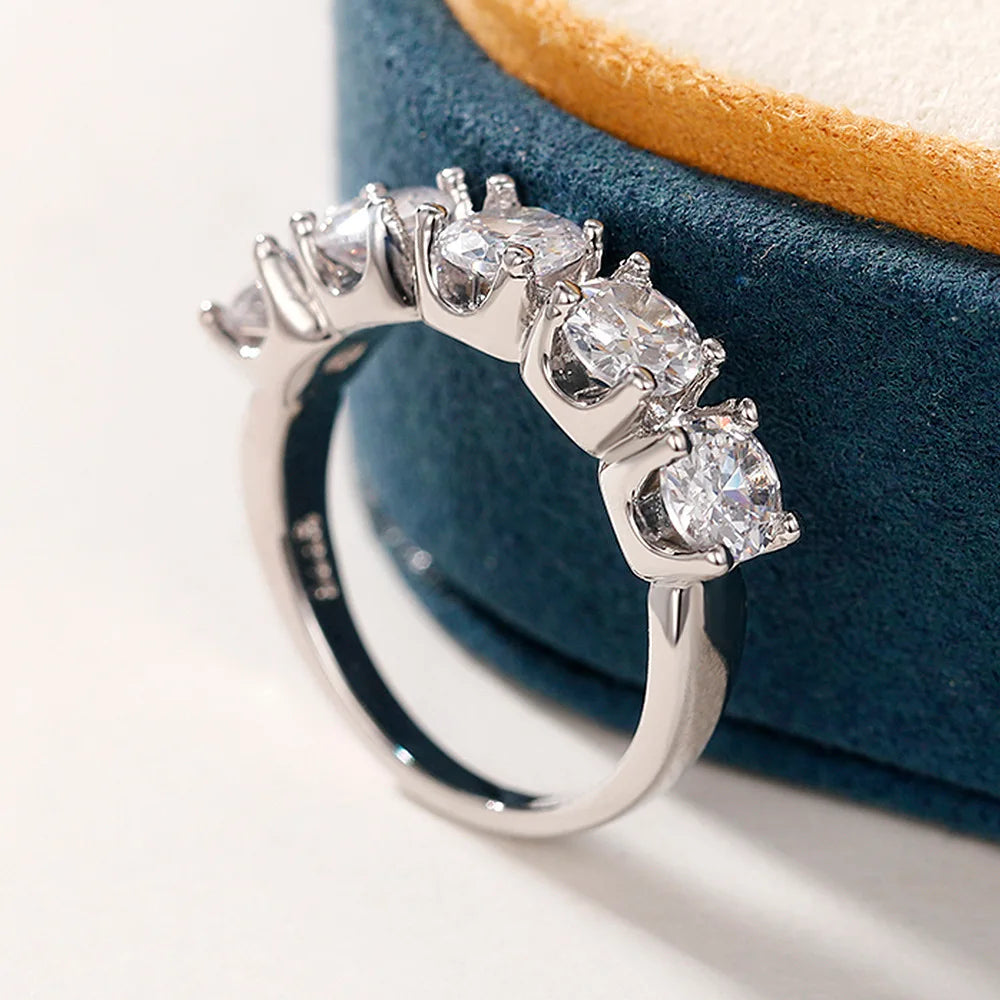 Moissanite Band Ring – 925 Sterling Silver