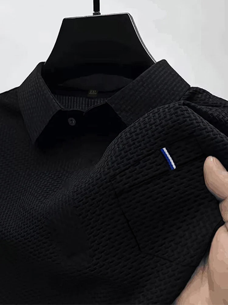 Ice Silk Polo Shirt with Pocket