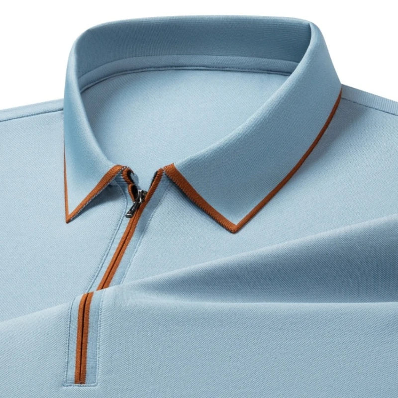 Silk Zip Polo Shirt