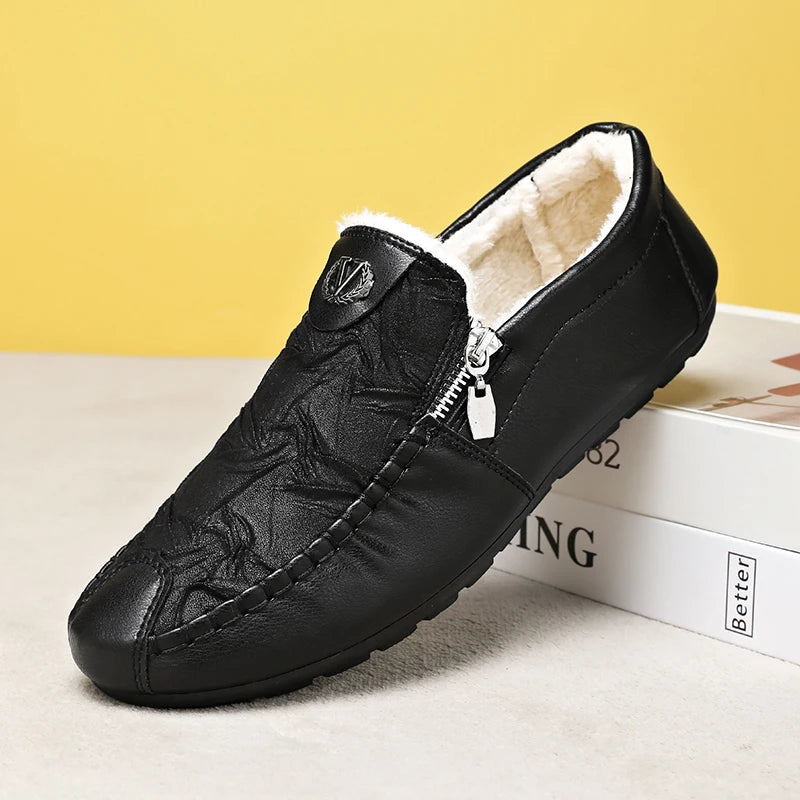 Winter Leather Loafers with Soft Lining