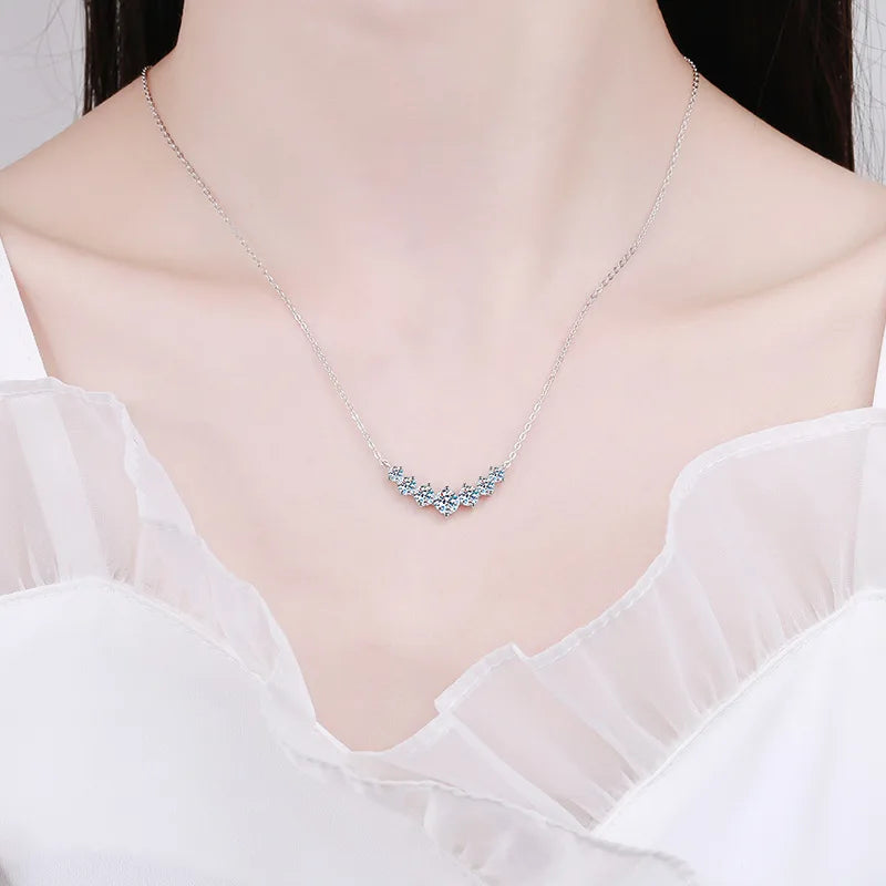 Moissanite Necklace – 925 Sterling Silver, 18k White Gold