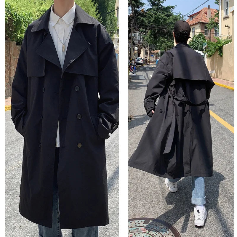 Men’s Loose-Fit Long Trench Coat — Old Money