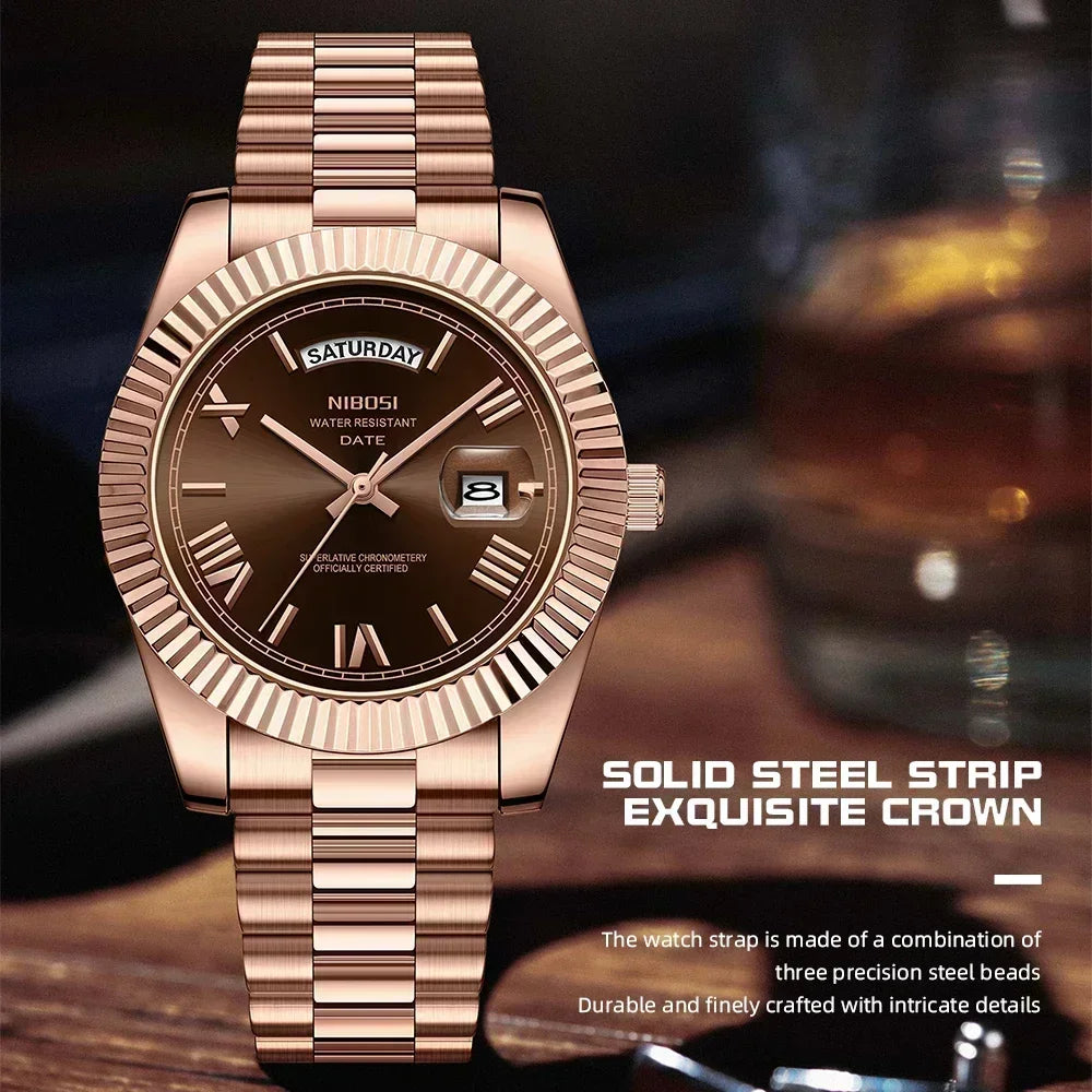 NIBOSI Fashion Watch Men Day Date Miyota Quartz Men Watch Top Brand Luxury Wristwatch Waterproof Steel Male Clocks Reloj Hombre