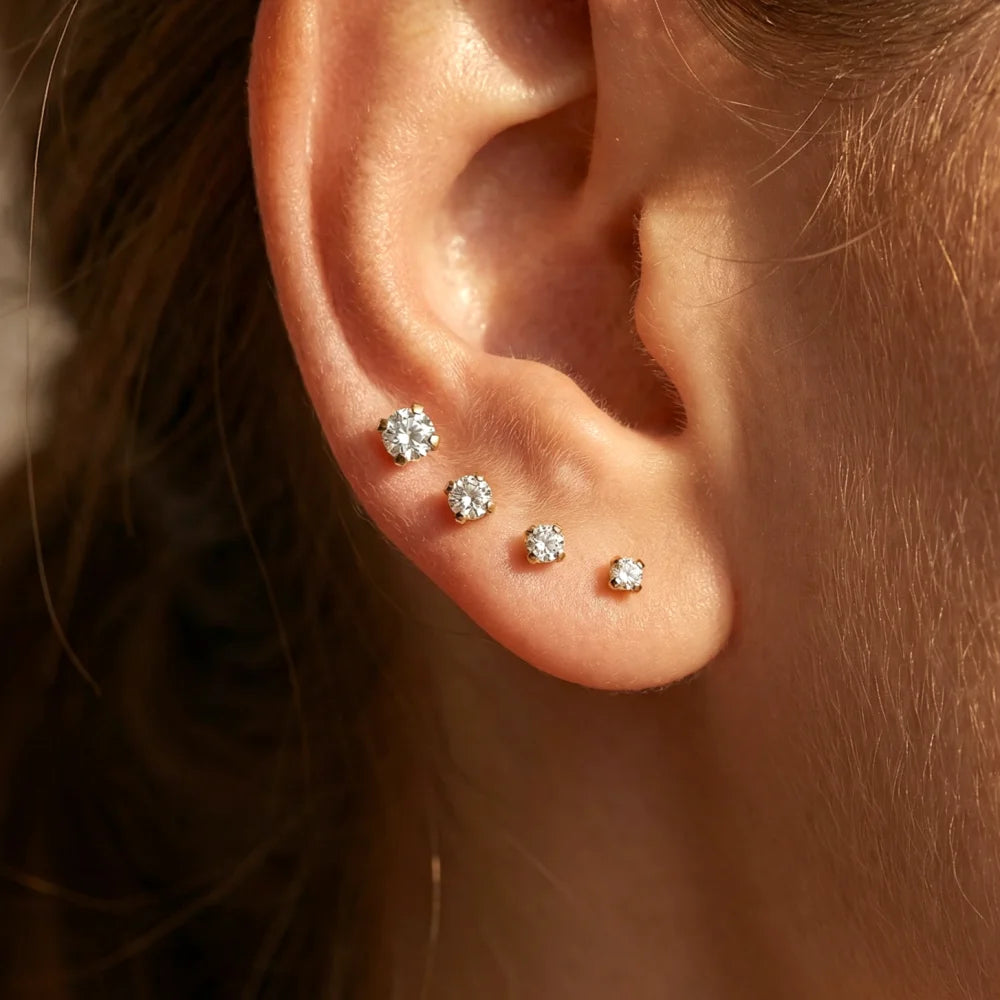 Tiny Gold Piercing Stud Set