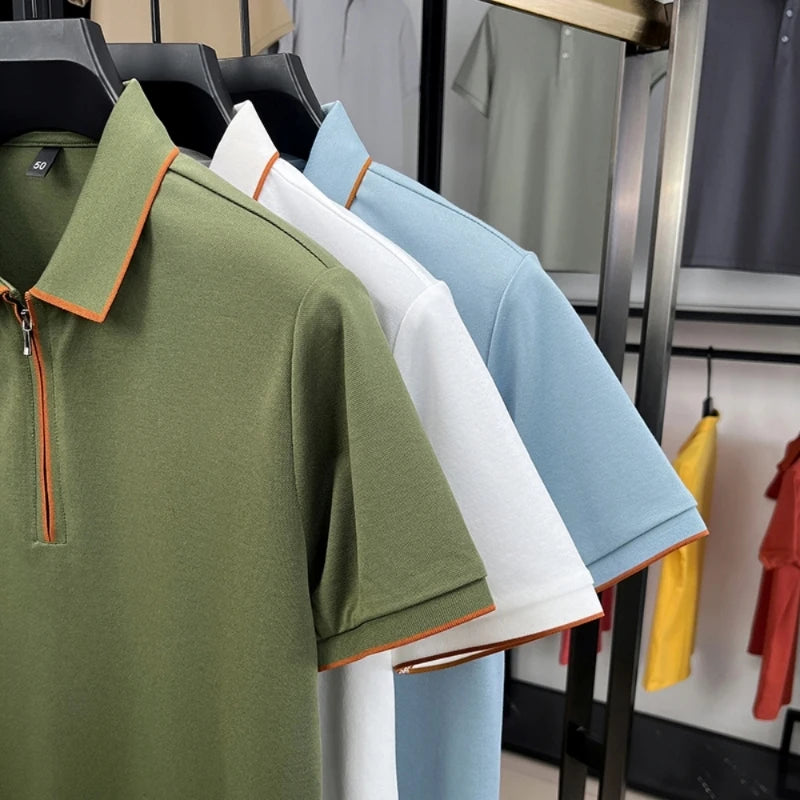 Silk Zip Polo Shirt