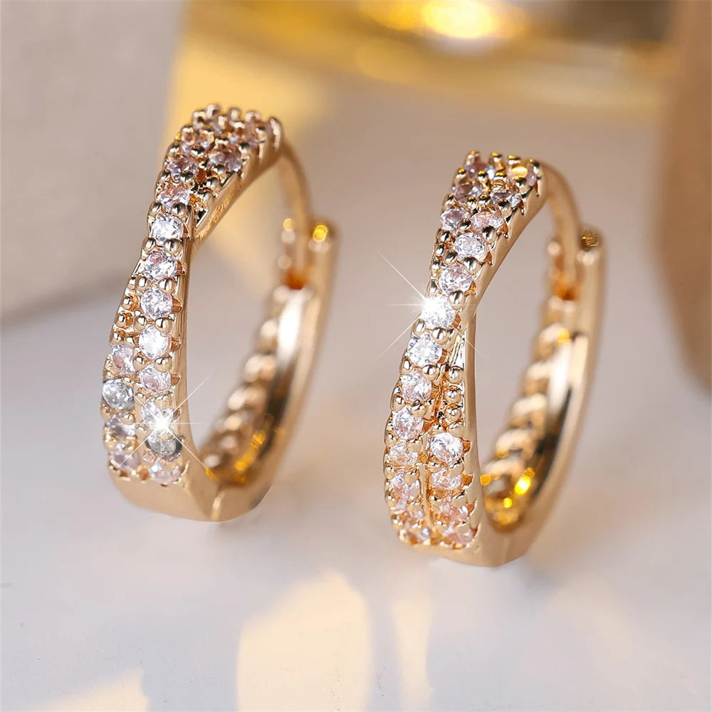 Crossed Hoop Earrings – 5A CZ