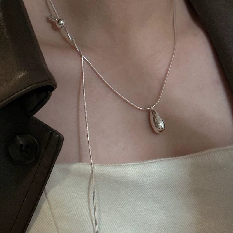 Silver Drop Pendant Necklace