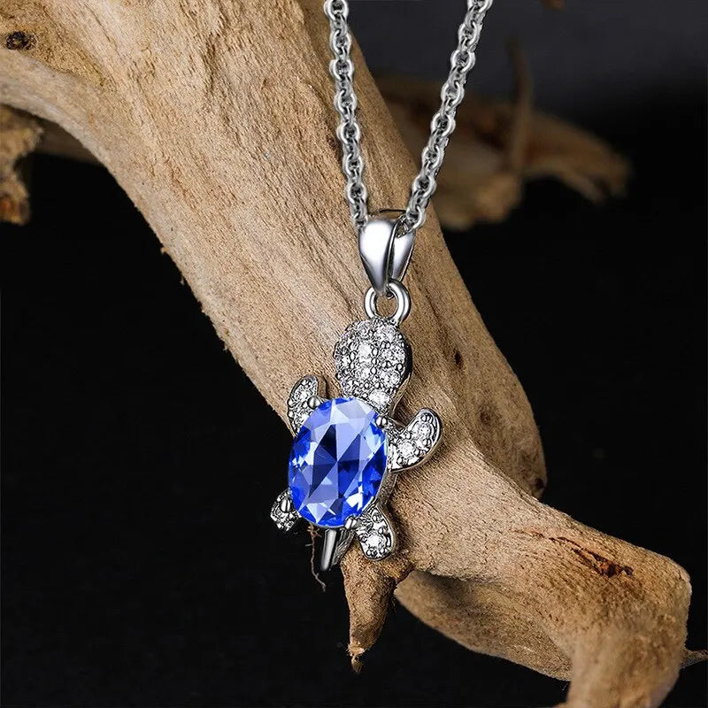 Turtle Jewelry Set – 5A CZ, Silver-Plated