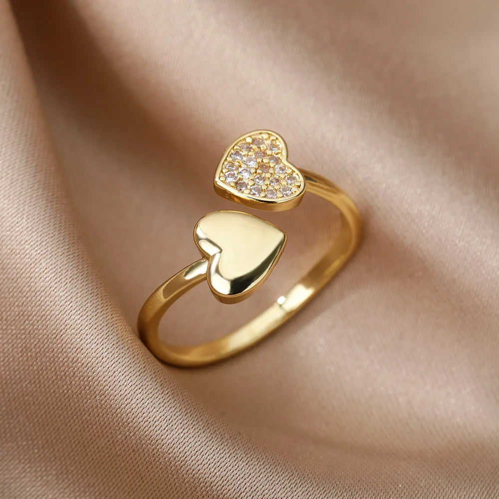 Heart Zircon Ring – 5A CZ, 18k Gold Plated
