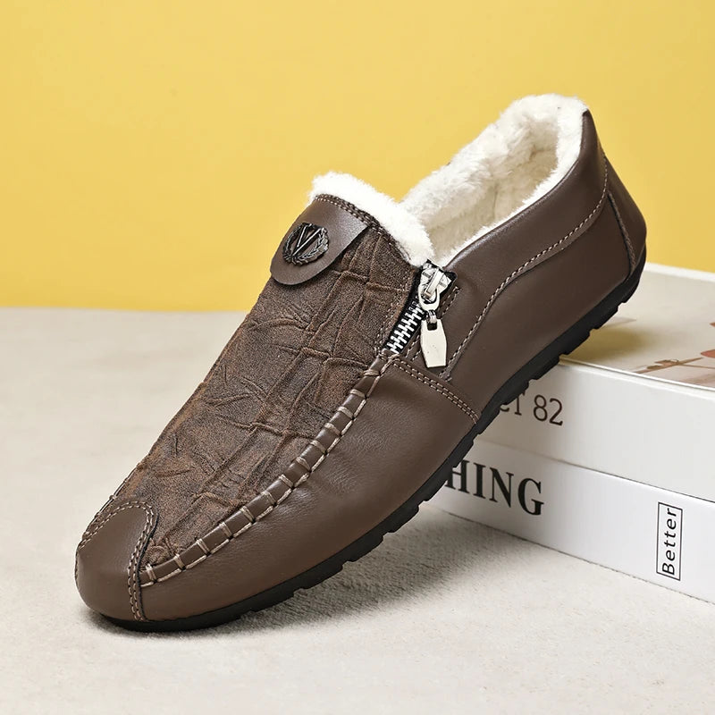 Winter Leather Loafers with Soft Lining