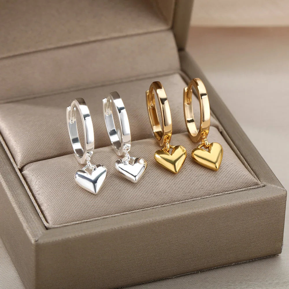 Heart Drop Earrings – 18k Gold Plated
