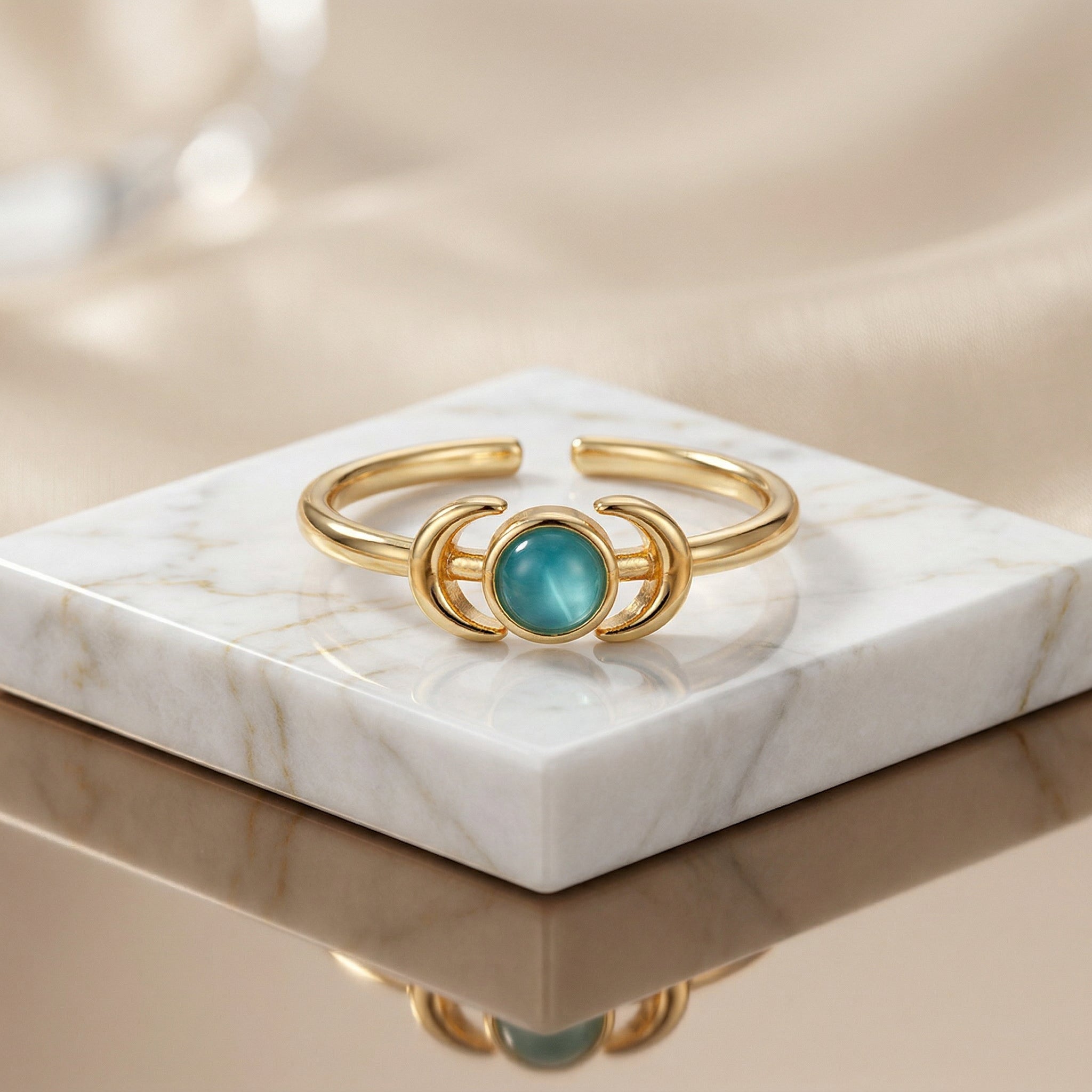 Lotus Opal Ring – 18k Gold Plated