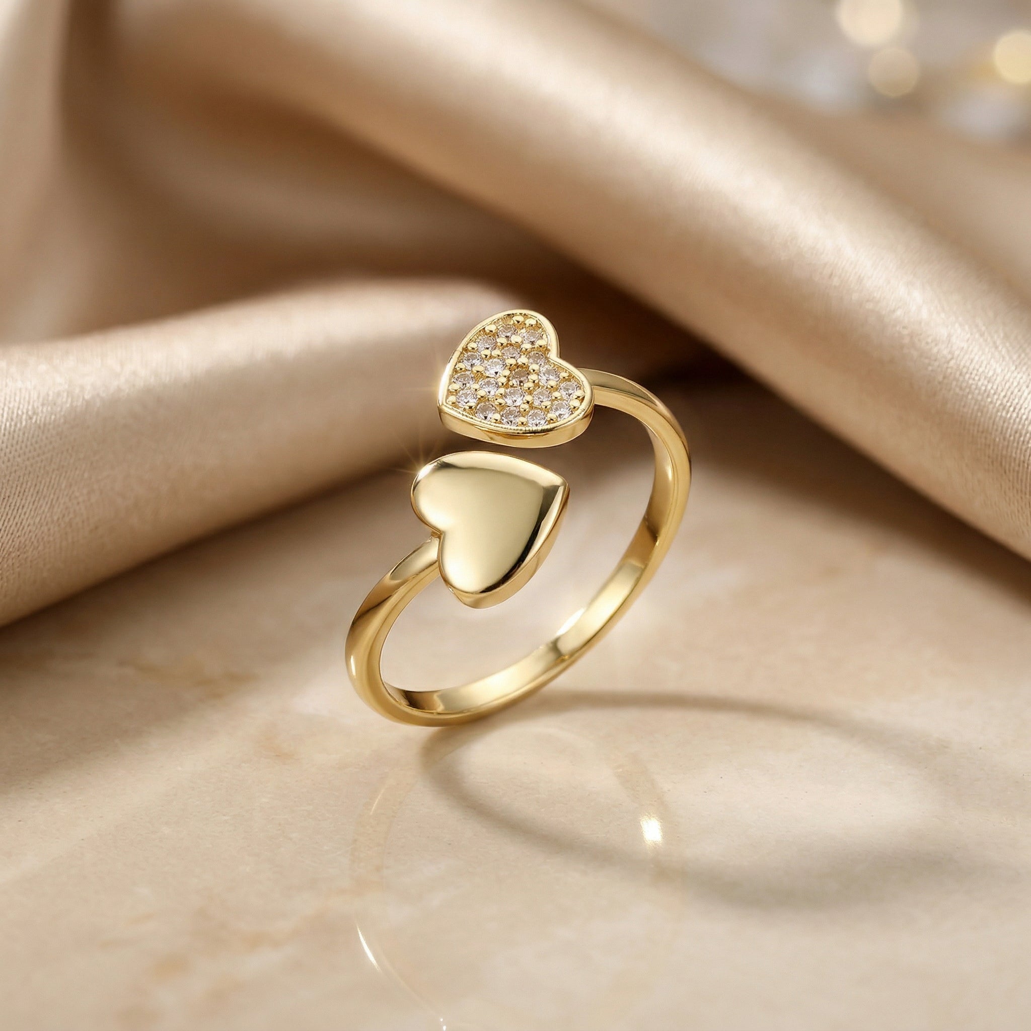 Heart Zircon Ring – 5A CZ, 18k Gold Plated