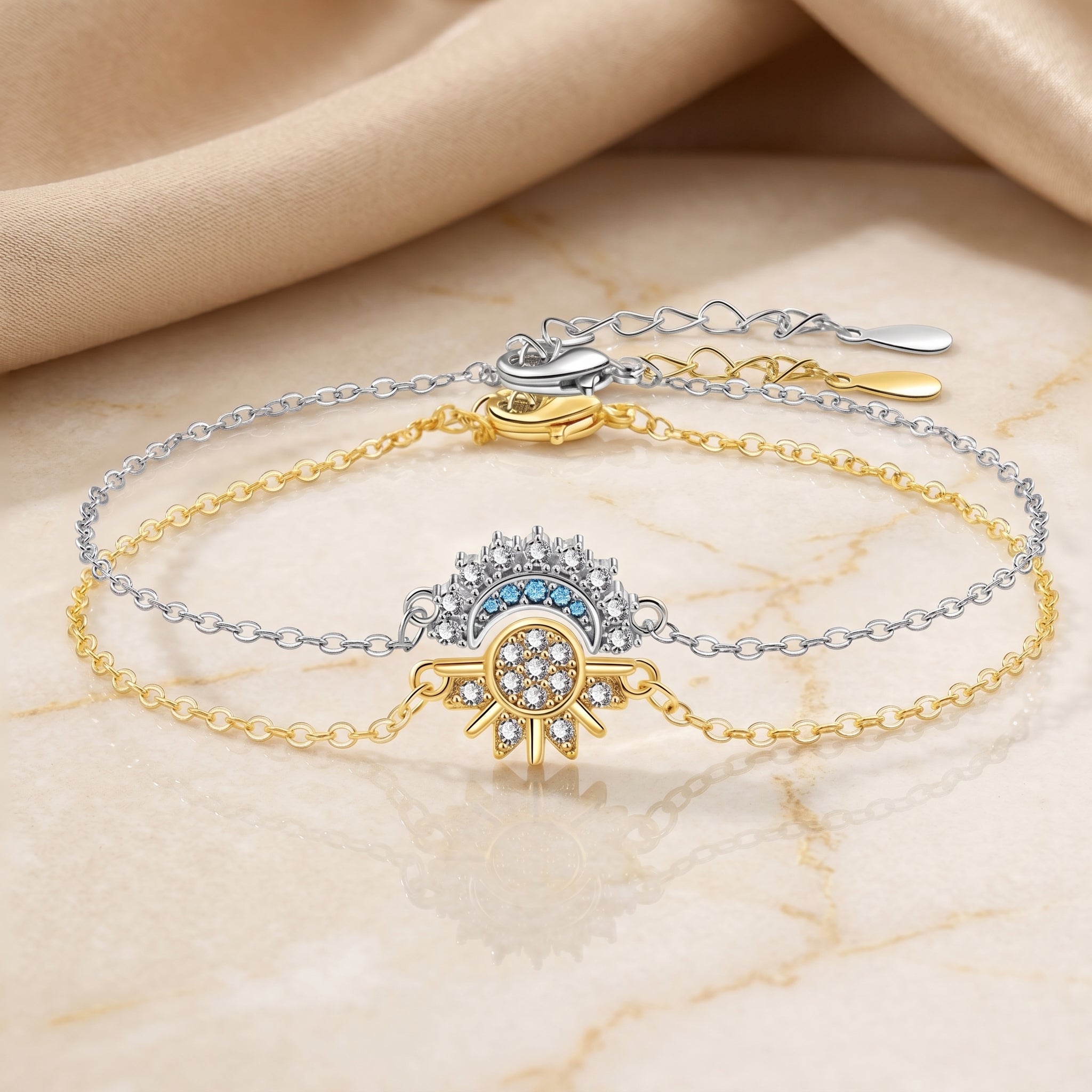 Sun & Moon Bracelet Set – 5A CZ