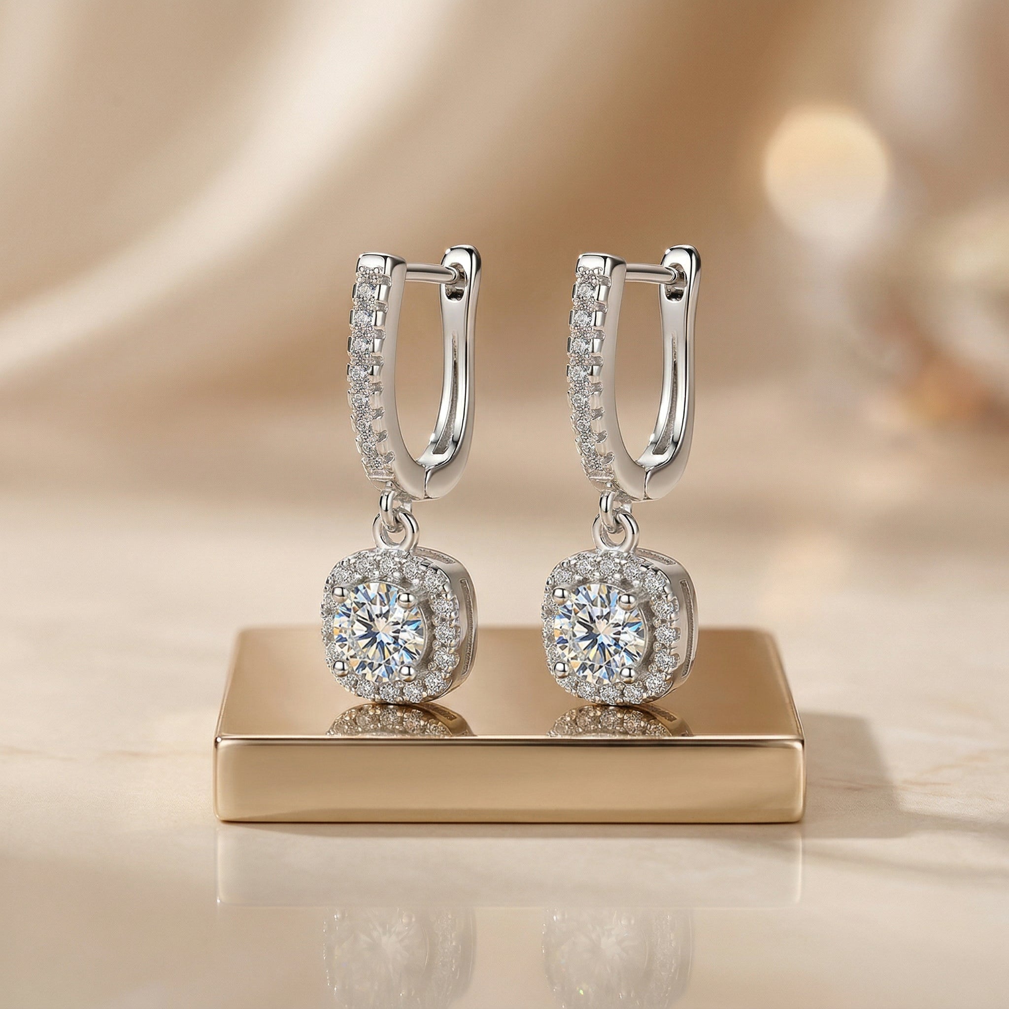 Moissanite Huggie Earrings – 925 Sterling Silver