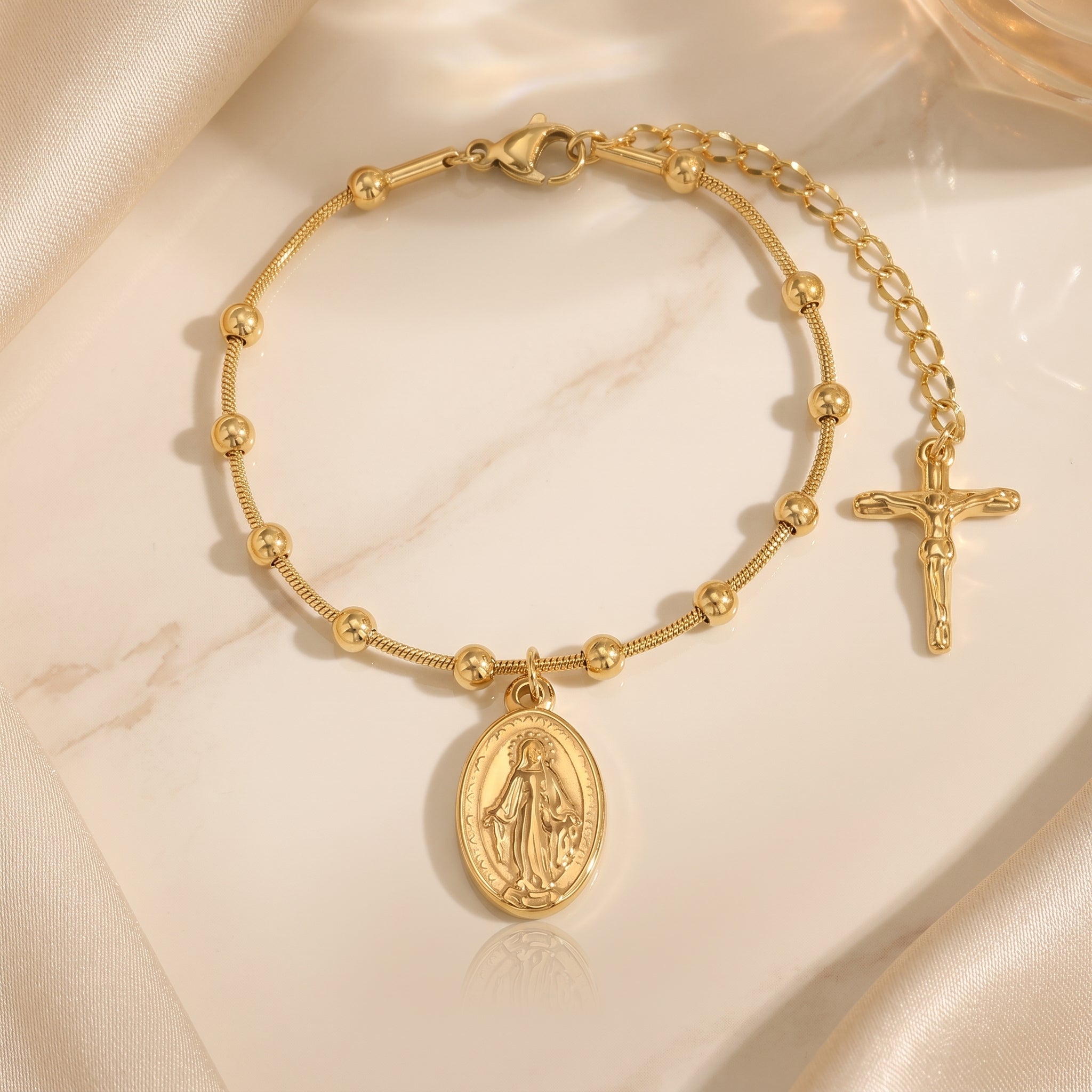 Rosary Cross Bracelet
