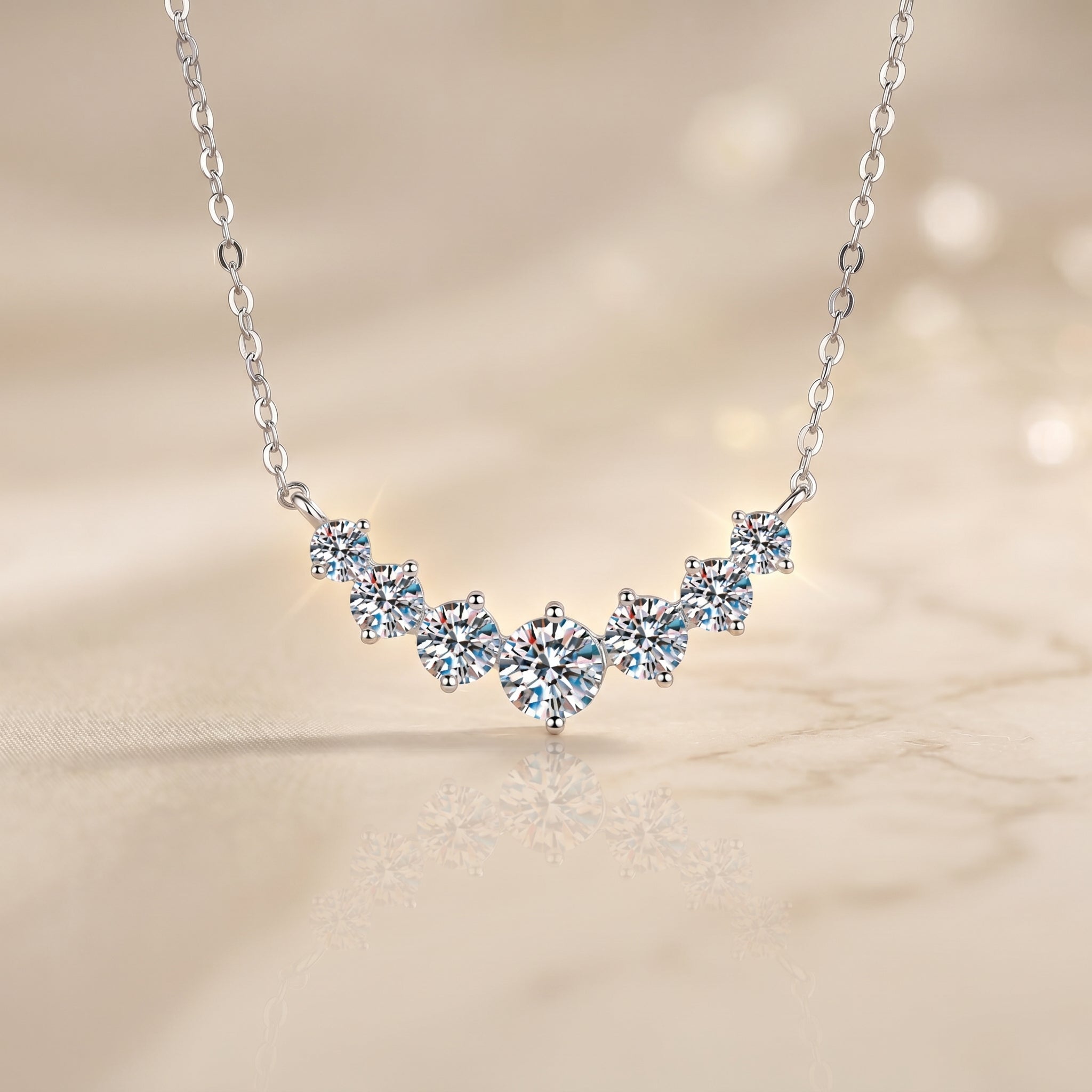 Moissanite Necklace – 925 Sterling Silver, 18k White Gold