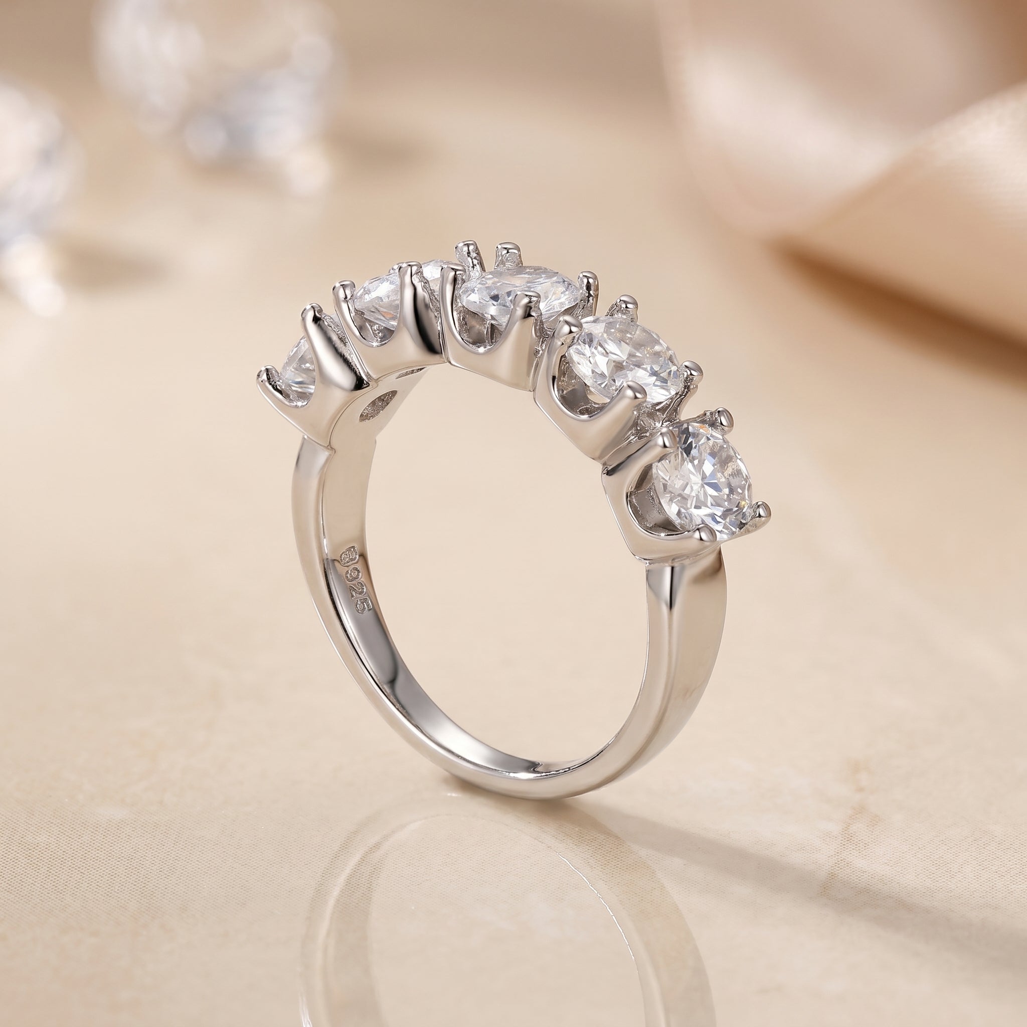 Moissanite Band Ring – 925 Sterling Silver