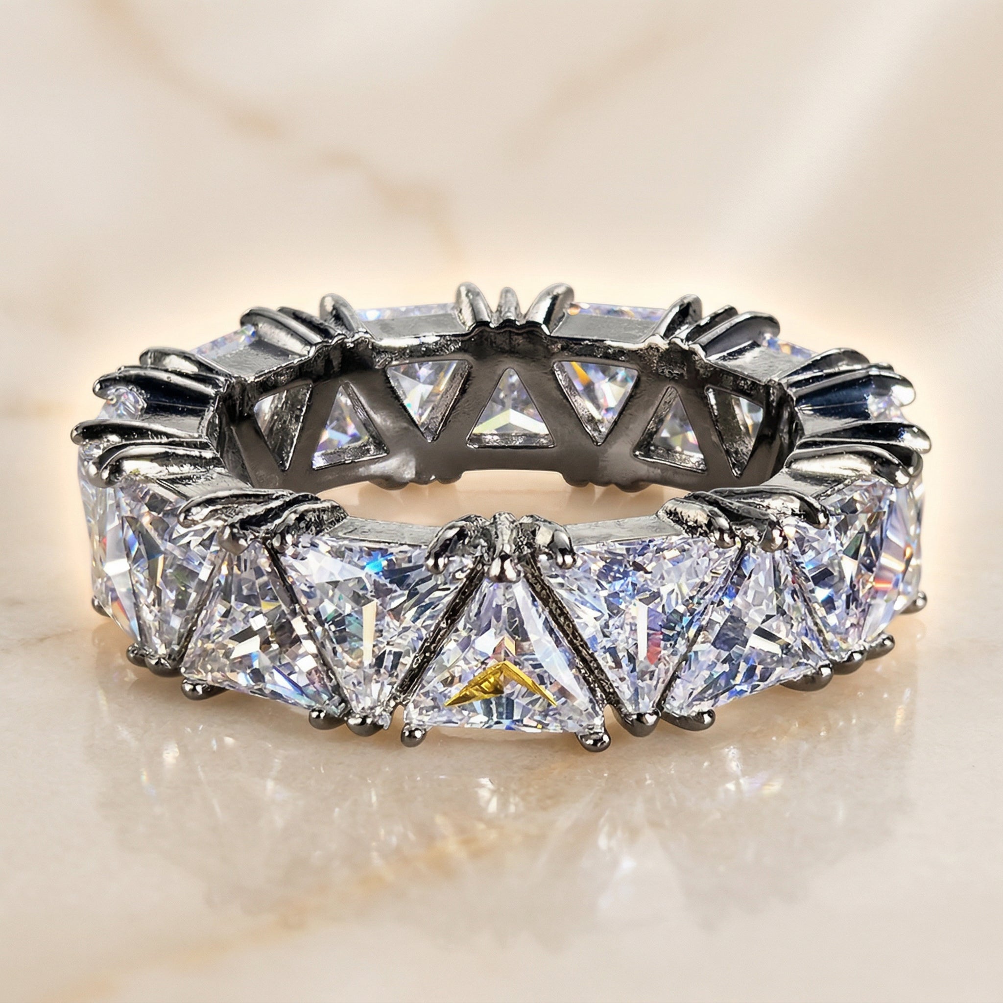 Geometric Zircon Ring – 3A CZ, 925 Sterling Silver