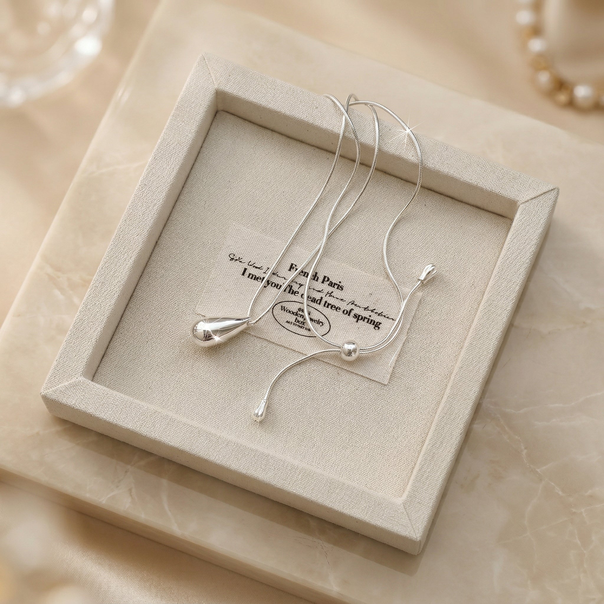 Silver Drop Pendant Necklace