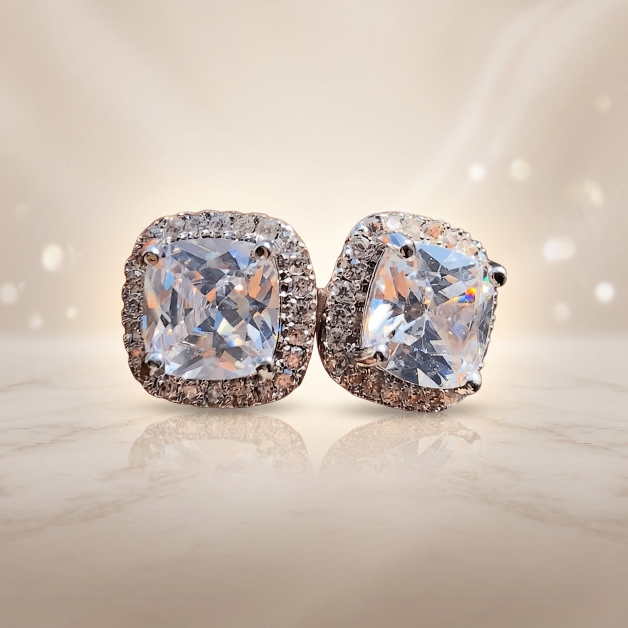 Dual Stone Stud Earrings