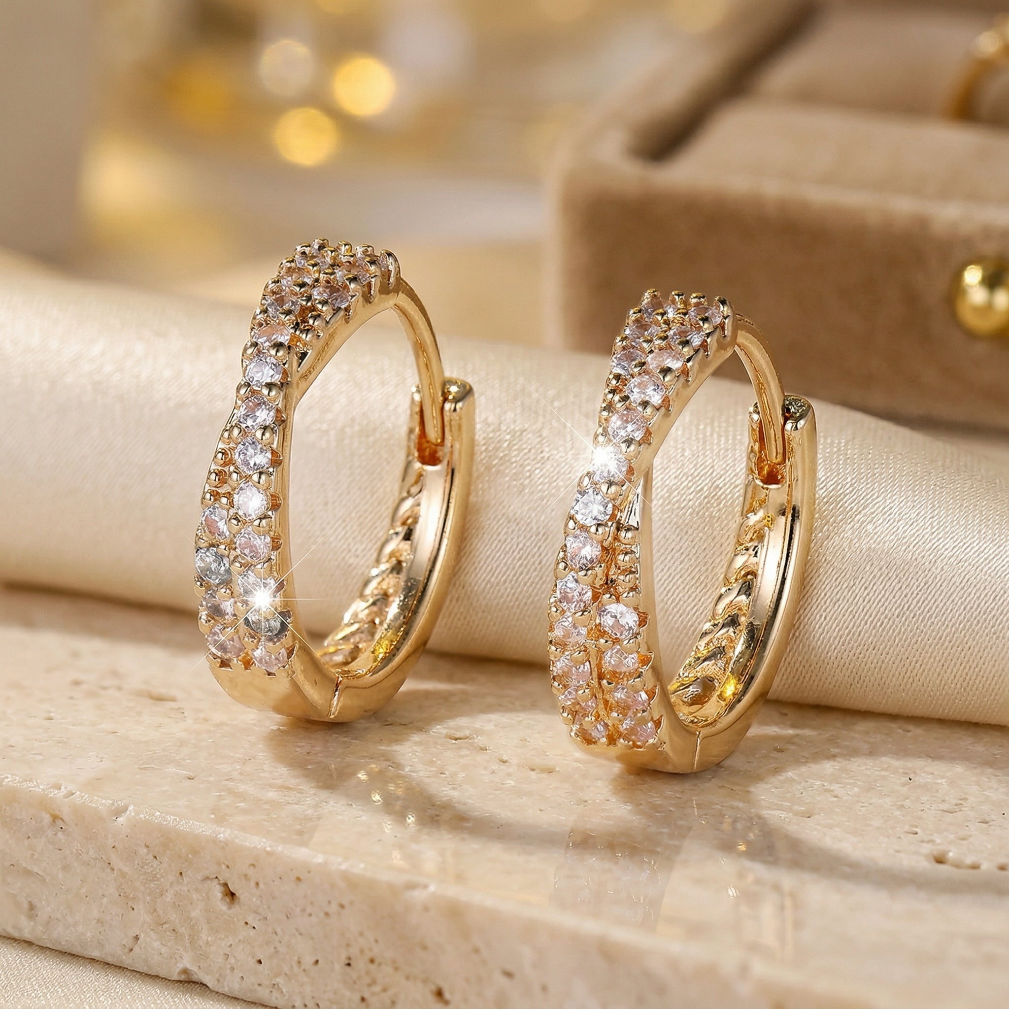 Crossed Hoop Earrings – 5A CZ