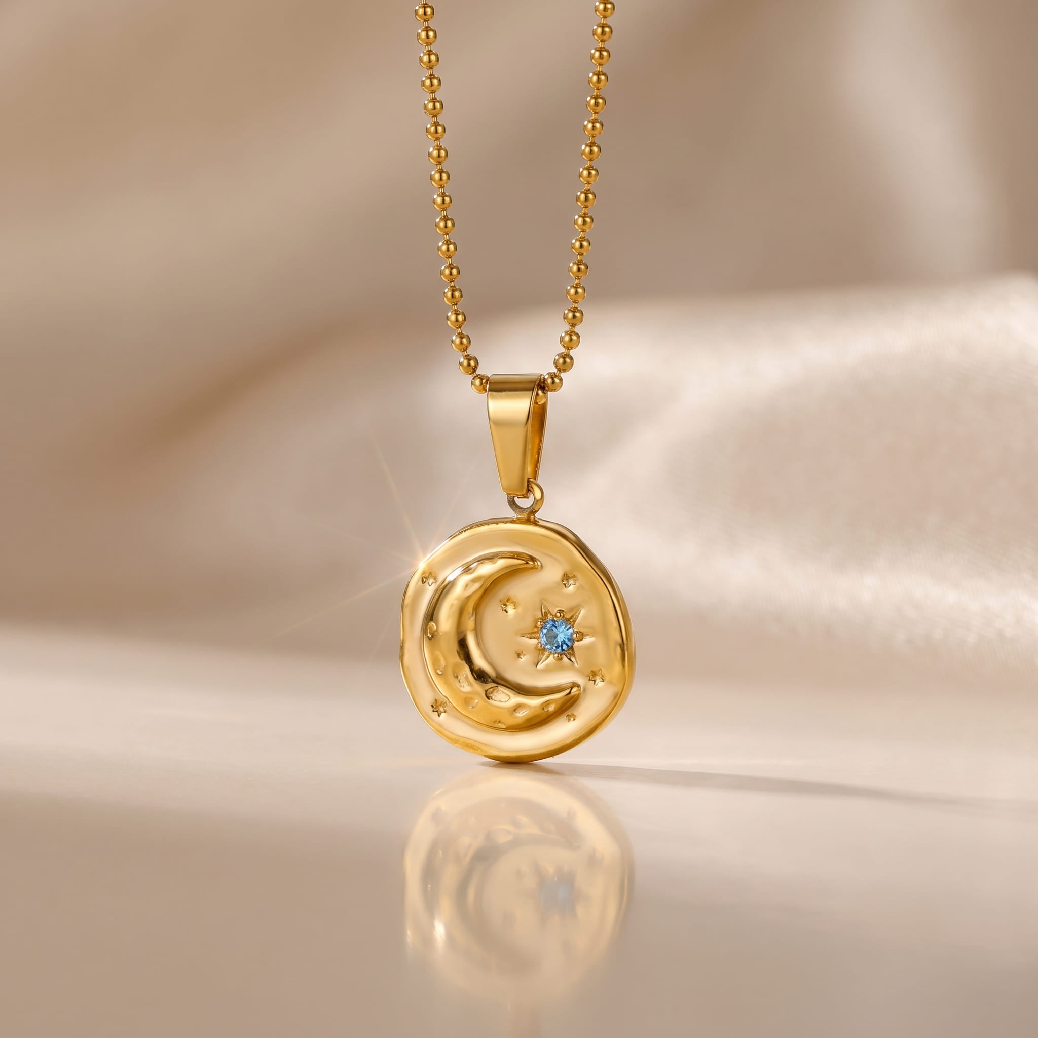 Star & Moon Necklace – 5A CZ, 18k Gold Plated